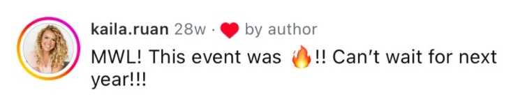 Comment from kaila.ruan: MWL! This event was fire. Can't wait for next year!